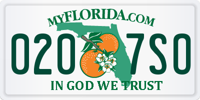 FL license plate 0207SO