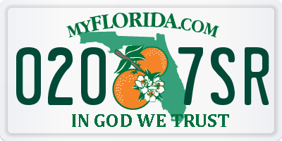 FL license plate 0207SR