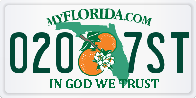 FL license plate 0207ST