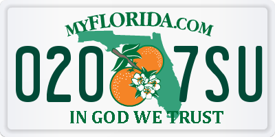FL license plate 0207SU