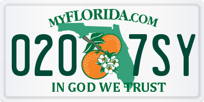 FL license plate 0207SY