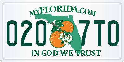 FL license plate 0207TO