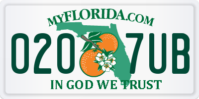 FL license plate 0207UB