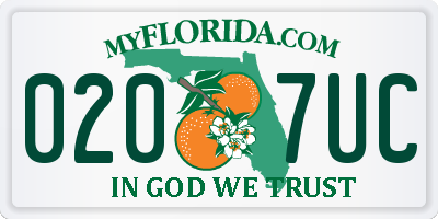 FL license plate 0207UC