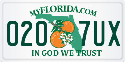 FL license plate 0207UX