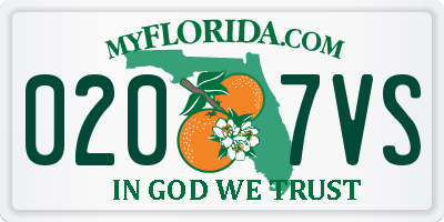 FL license plate 0207VS