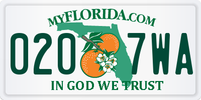 FL license plate 0207WA
