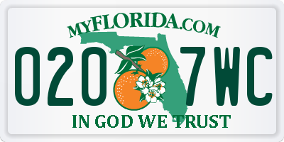 FL license plate 0207WC