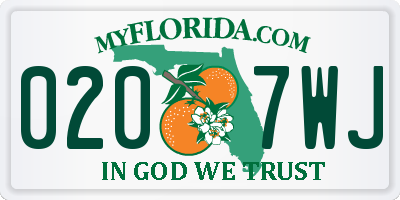 FL license plate 0207WJ