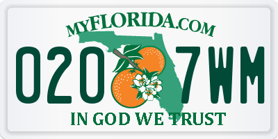 FL license plate 0207WM