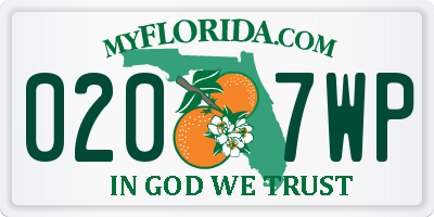 FL license plate 0207WP