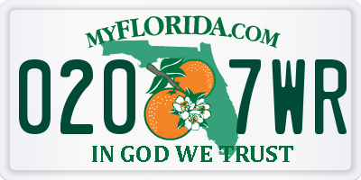 FL license plate 0207WR