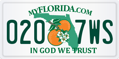 FL license plate 0207WS