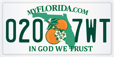 FL license plate 0207WT