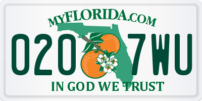 FL license plate 0207WU