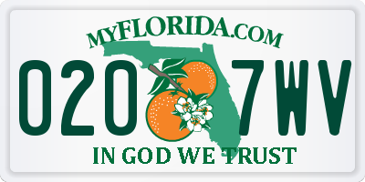 FL license plate 0207WV
