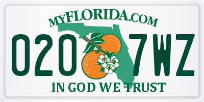 FL license plate 0207WZ