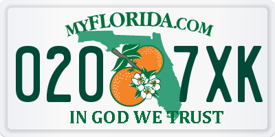 FL license plate 0207XK