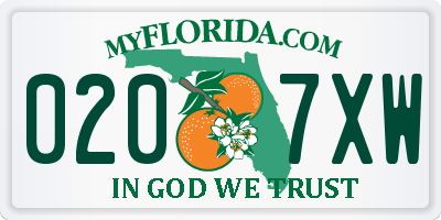 FL license plate 0207XW