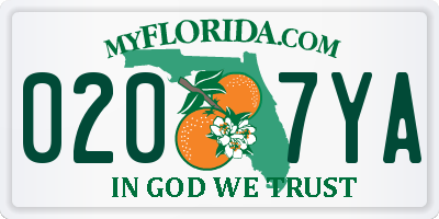 FL license plate 0207YA