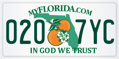 FL license plate 0207YC
