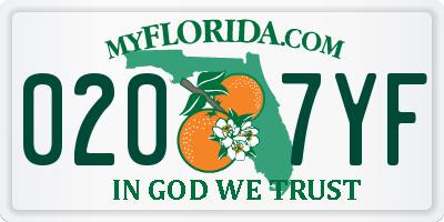 FL license plate 0207YF