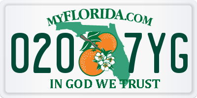 FL license plate 0207YG