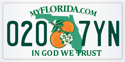 FL license plate 0207YN