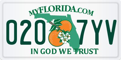 FL license plate 0207YV