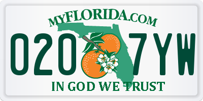 FL license plate 0207YW