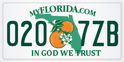 FL license plate 0207ZB