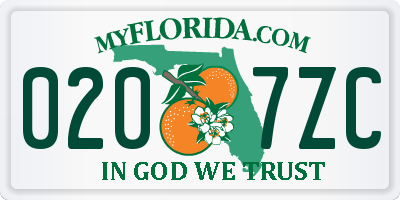 FL license plate 0207ZC
