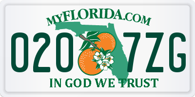FL license plate 0207ZG