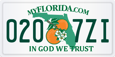 FL license plate 0207ZI