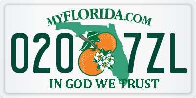 FL license plate 0207ZL