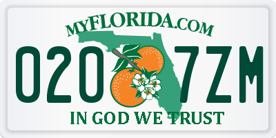 FL license plate 0207ZM