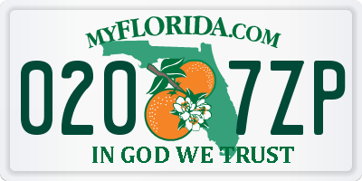 FL license plate 0207ZP