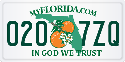 FL license plate 0207ZQ