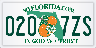 FL license plate 0207ZS