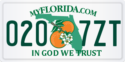 FL license plate 0207ZT