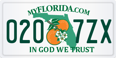 FL license plate 0207ZX