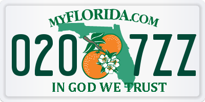 FL license plate 0207ZZ