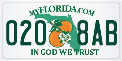 FL license plate 0208AB