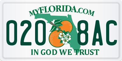 FL license plate 0208AC