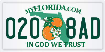 FL license plate 0208AD