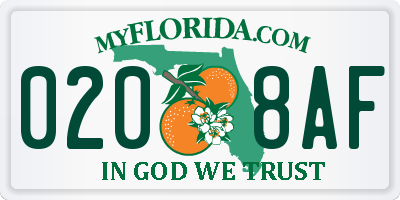 FL license plate 0208AF