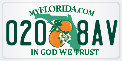 FL license plate 0208AV