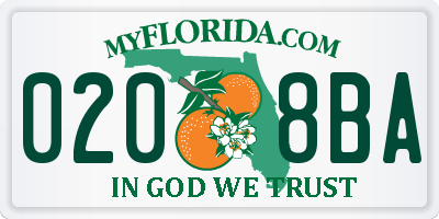 FL license plate 0208BA