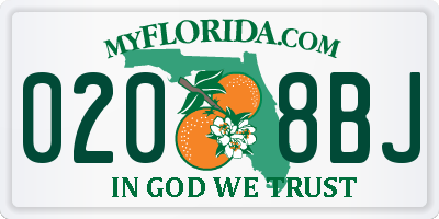 FL license plate 0208BJ