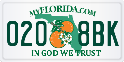 FL license plate 0208BK